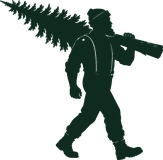 Lumberjack carrying Christmas tree