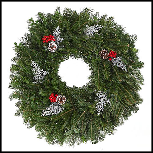 fresh holiday wreaths decorated